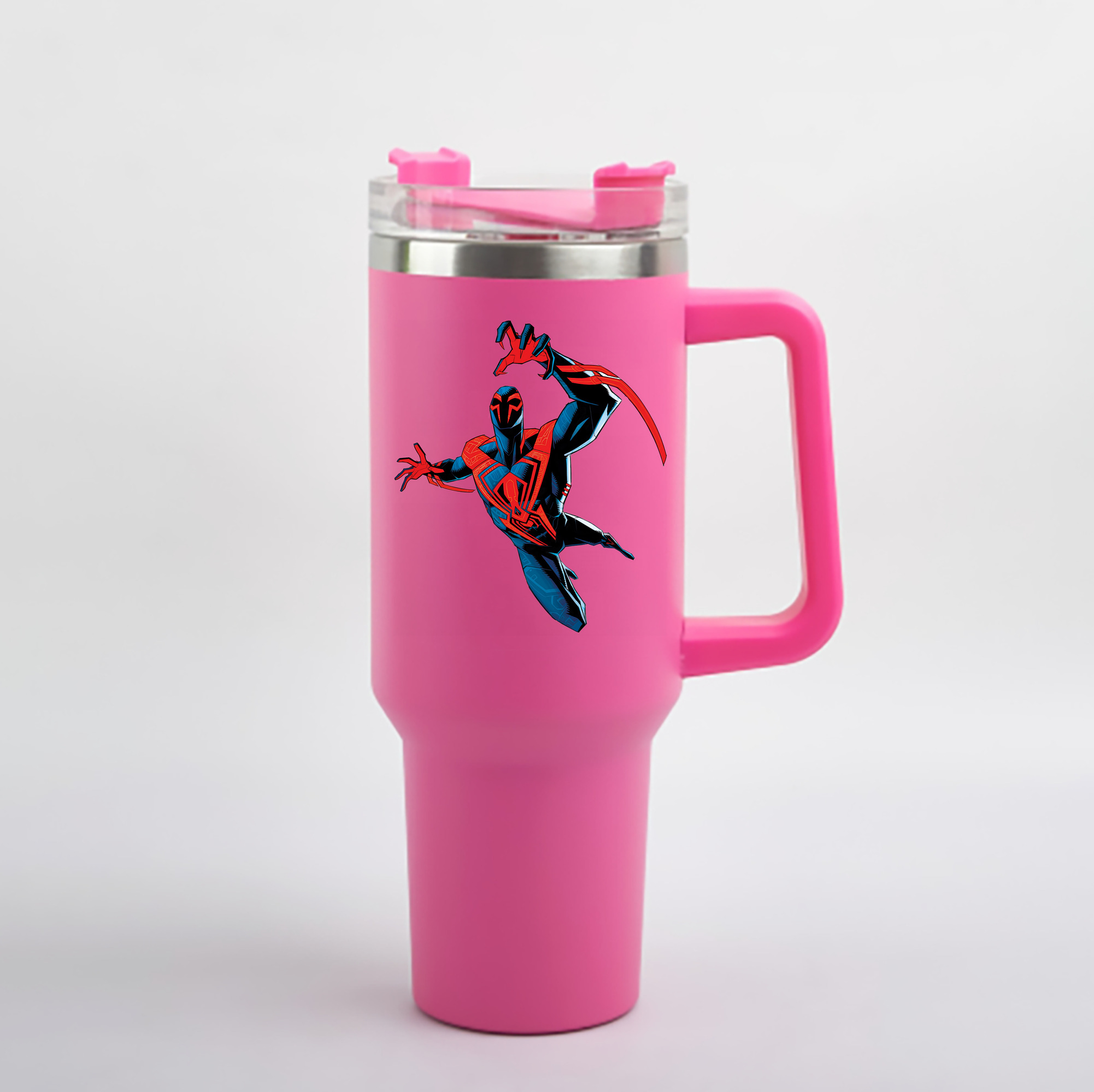 （画像用） Spider Man スパイダーマン 1200mL車用タンブラー - クリスタルステッカー（プラスチックストロー付き）